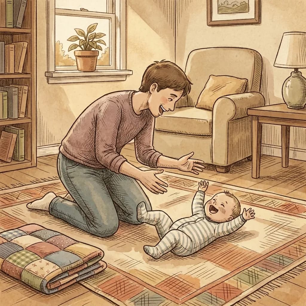 The same nursery scene illustrated in the Vintage Illustration style