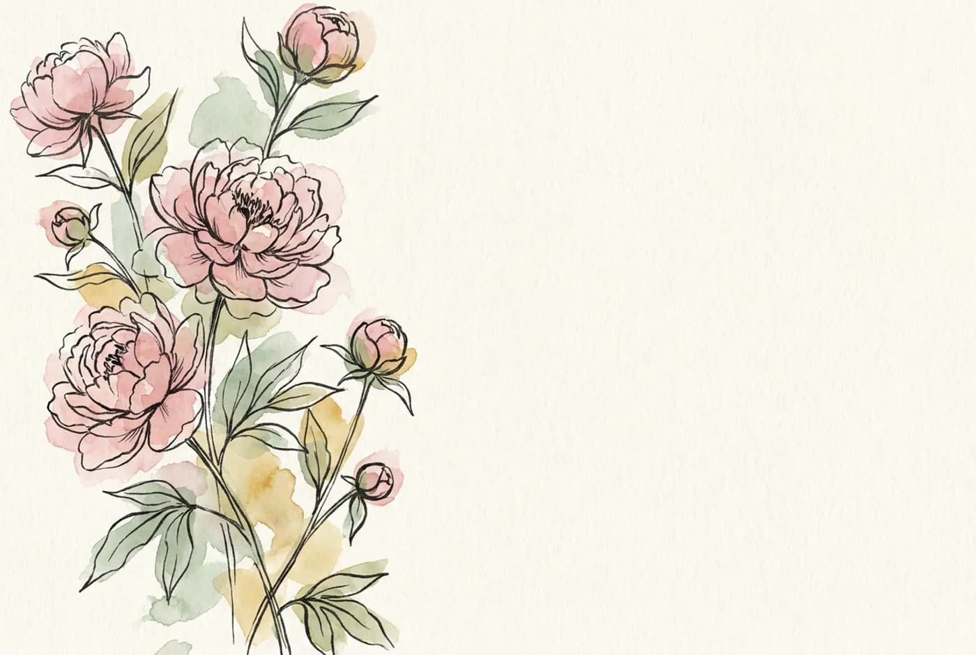 Ink wash thank-you postcard design with soft gray brushwork