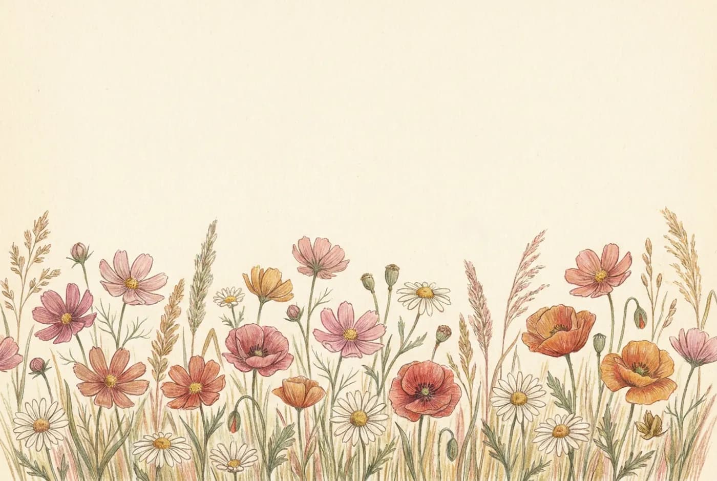 Custom postcard with wildflower meadow illustration, 6x4 in US standard size