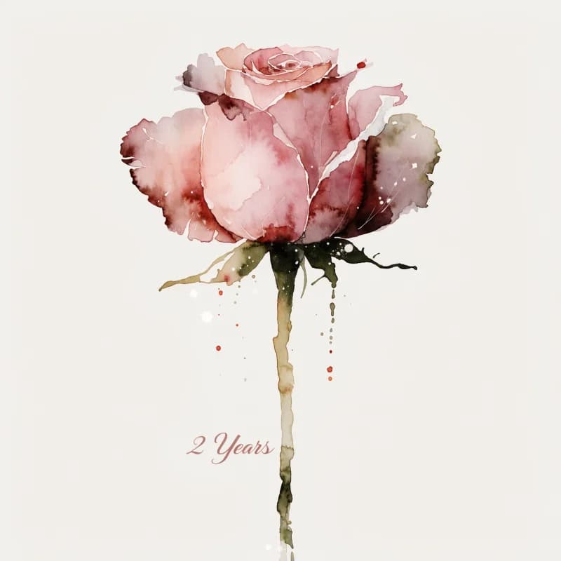 Romantic anniversary card with pressed-flower illustration