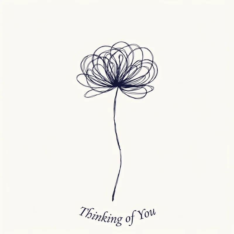 Minimalist get-well card with single illustrated bloom on ivory