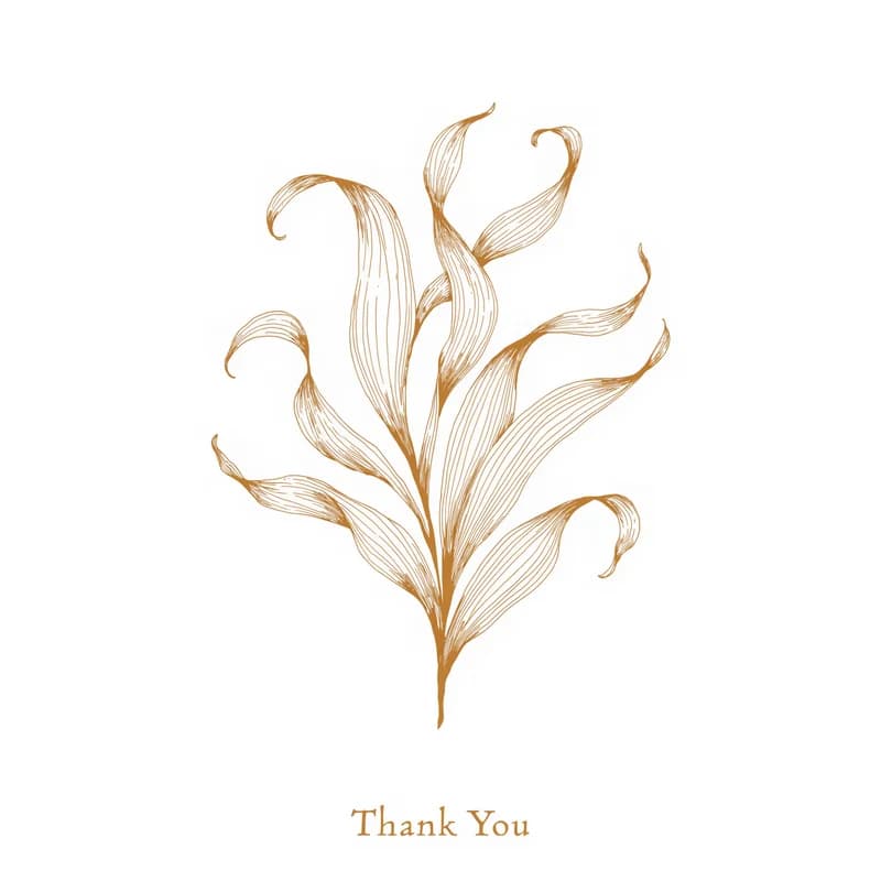 Minimalist thank-you card with single botanical illustration