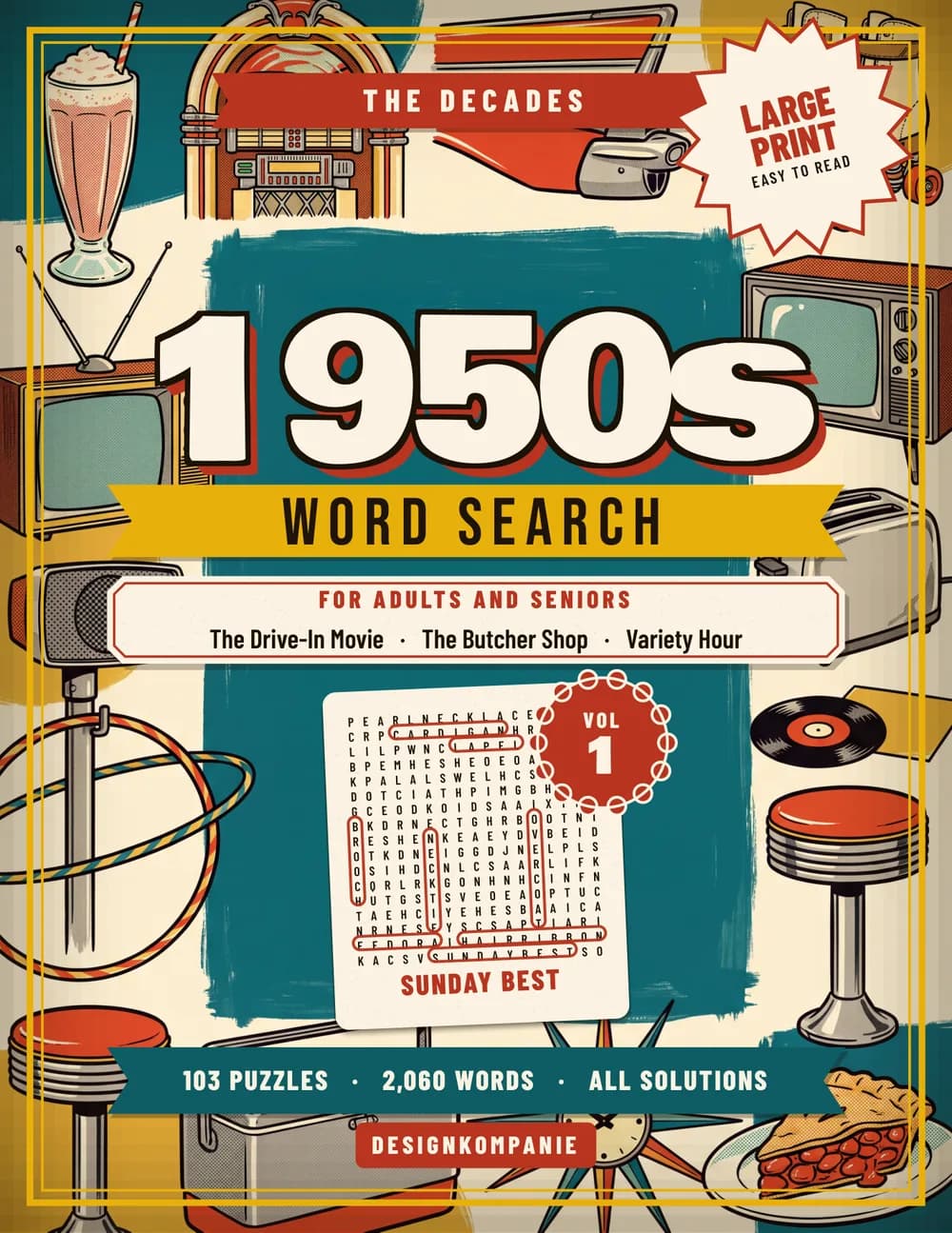 1950s Word Search — 103 large-print nostalgic puzzles for adults and seniors