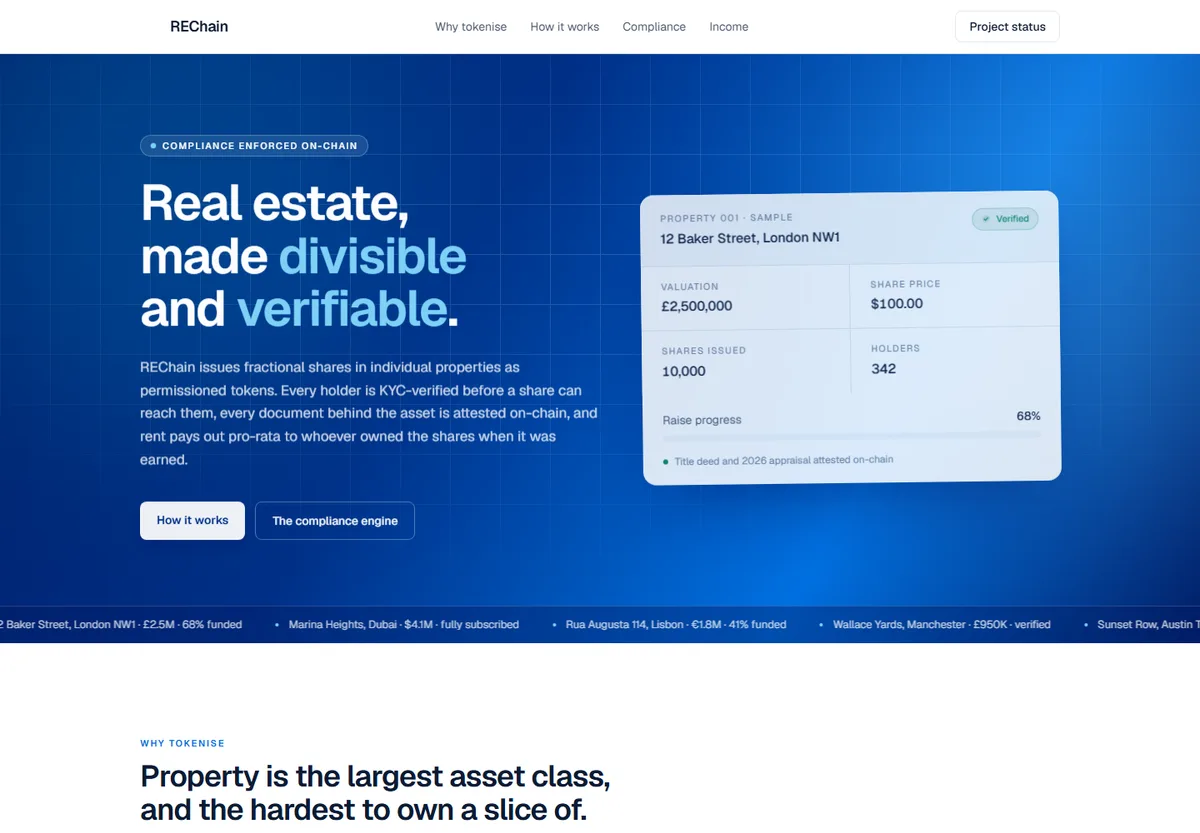 REChain — Real estate, made divisible and verifiable.