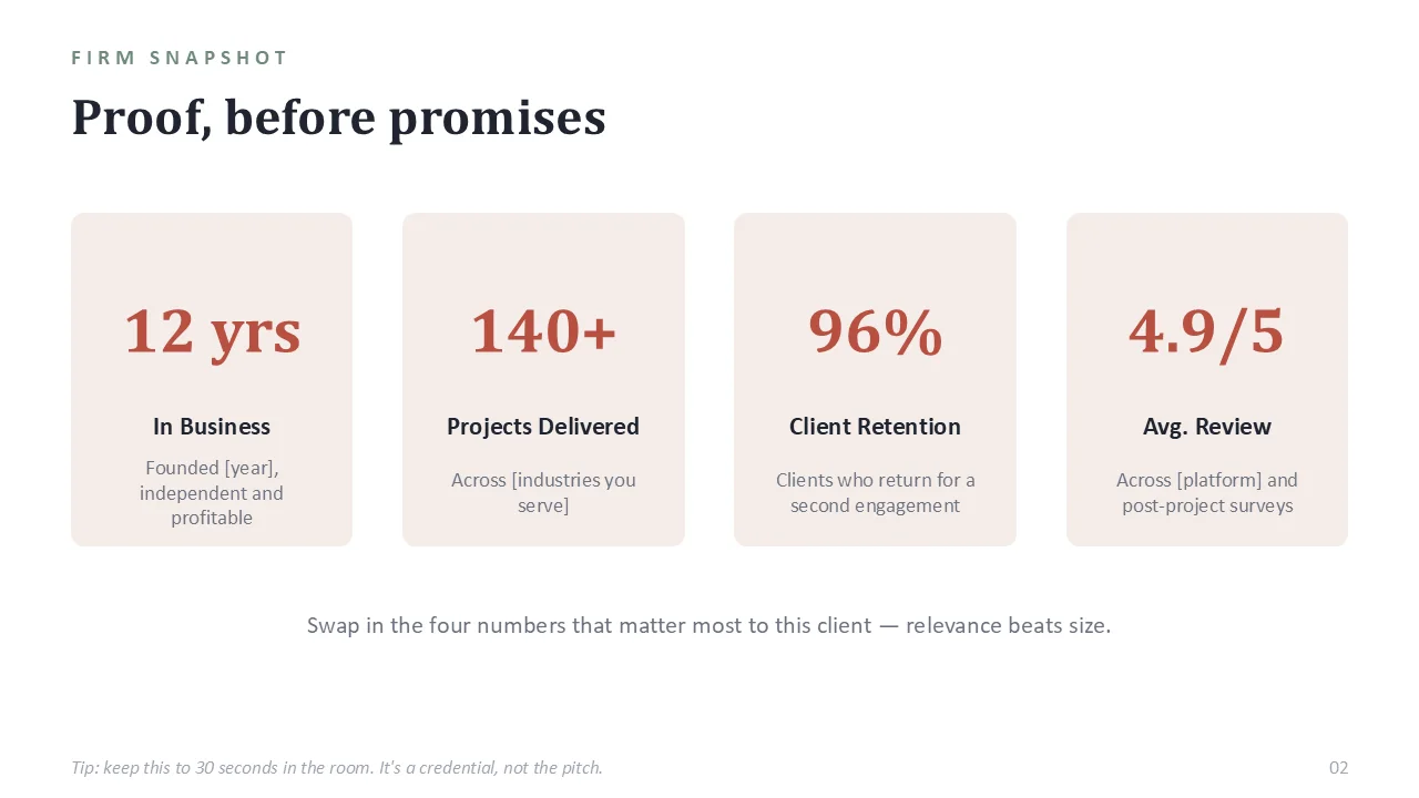 Consulting & agency pitch deck template — sample slide 1