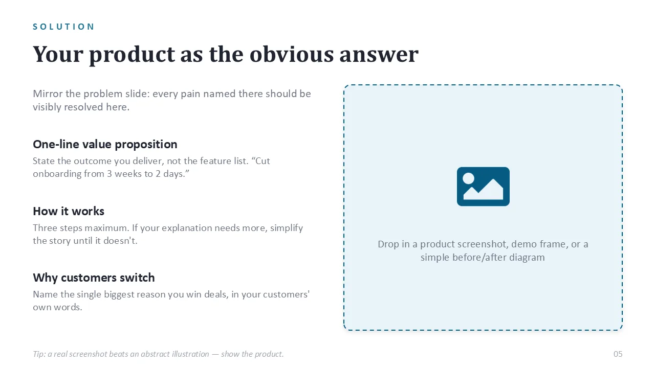 Investor pitch deck template — sample slide 4