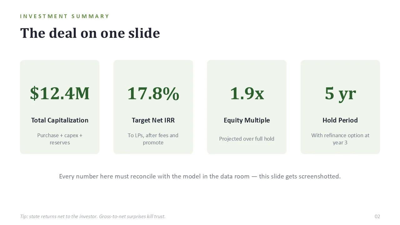 Real estate pitch deck template — sample slide 1