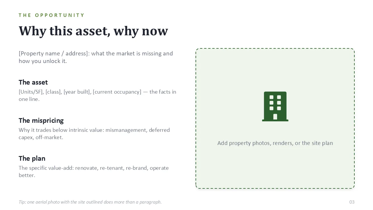 Real estate pitch deck template — sample slide 2