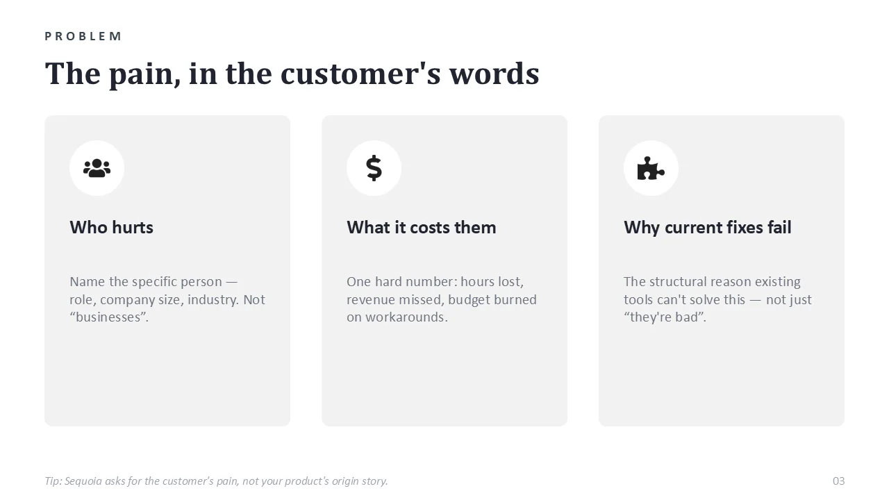 Sequoia pitch deck template — sample slide 2