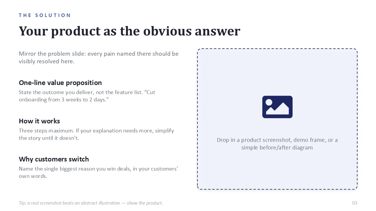 Startup pitch deck template — sample slide 2