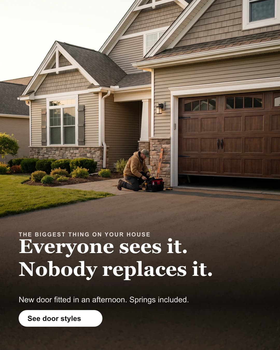 Sample Meta ad for garage door companies — generated sample, not a client campaign