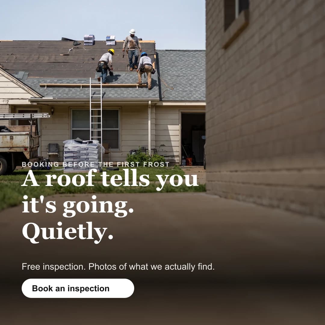 Sample Meta ad built for a roofing company - generated sample, not a client campaign